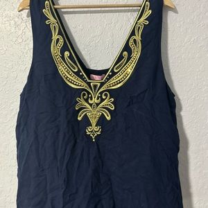 Embellished XL Royal blue and gold Owen Tank Top NWT